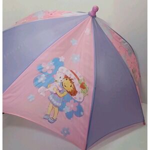 Vtg Strawberry Shortcake Pink Child Size Umbrella Y2K RARE DOLL HANDLE HTF 2004